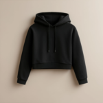 Women Crop Tee Hoodie - Black