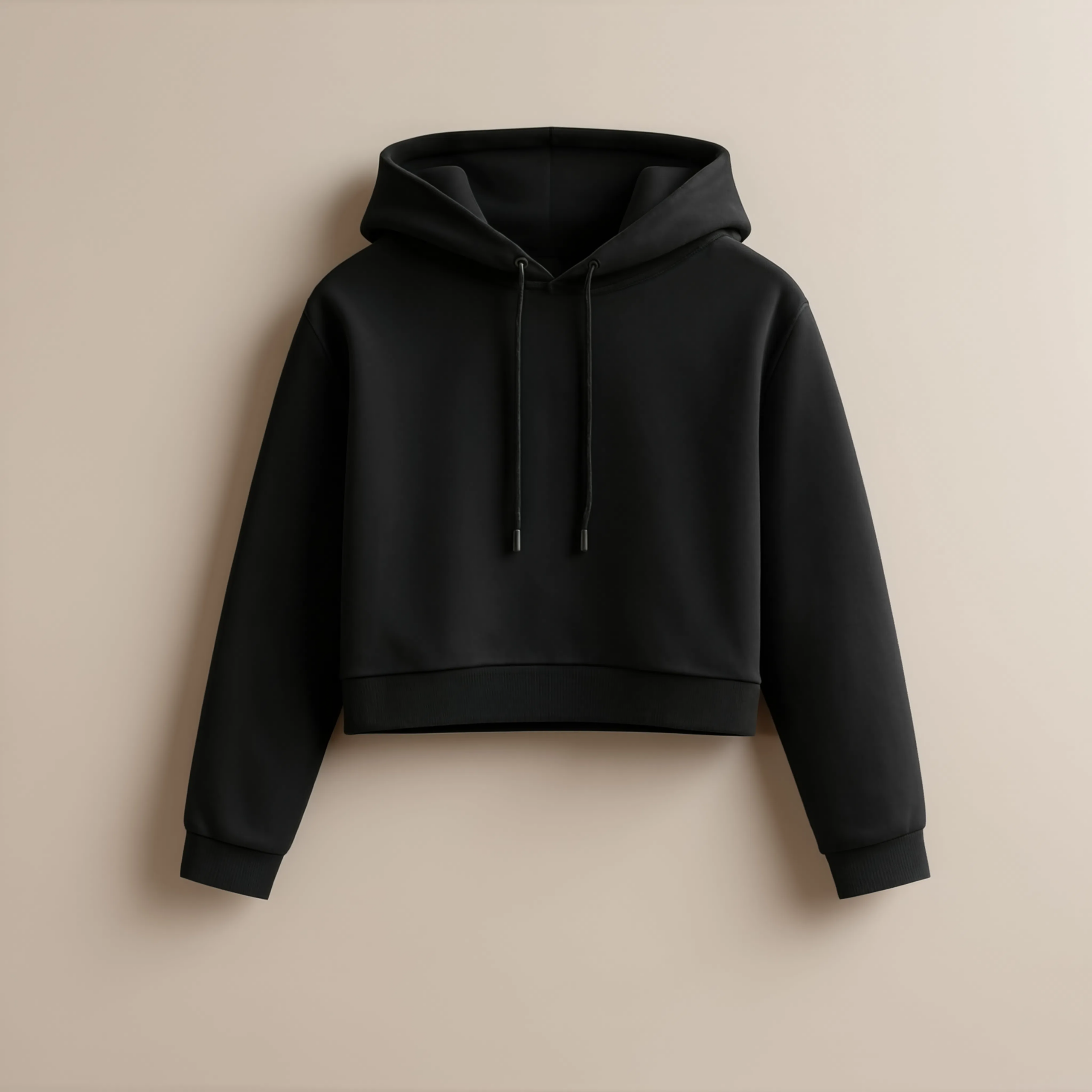 Black crop tee hoodie Women Crop Tee Hoodie - Black - Image 1