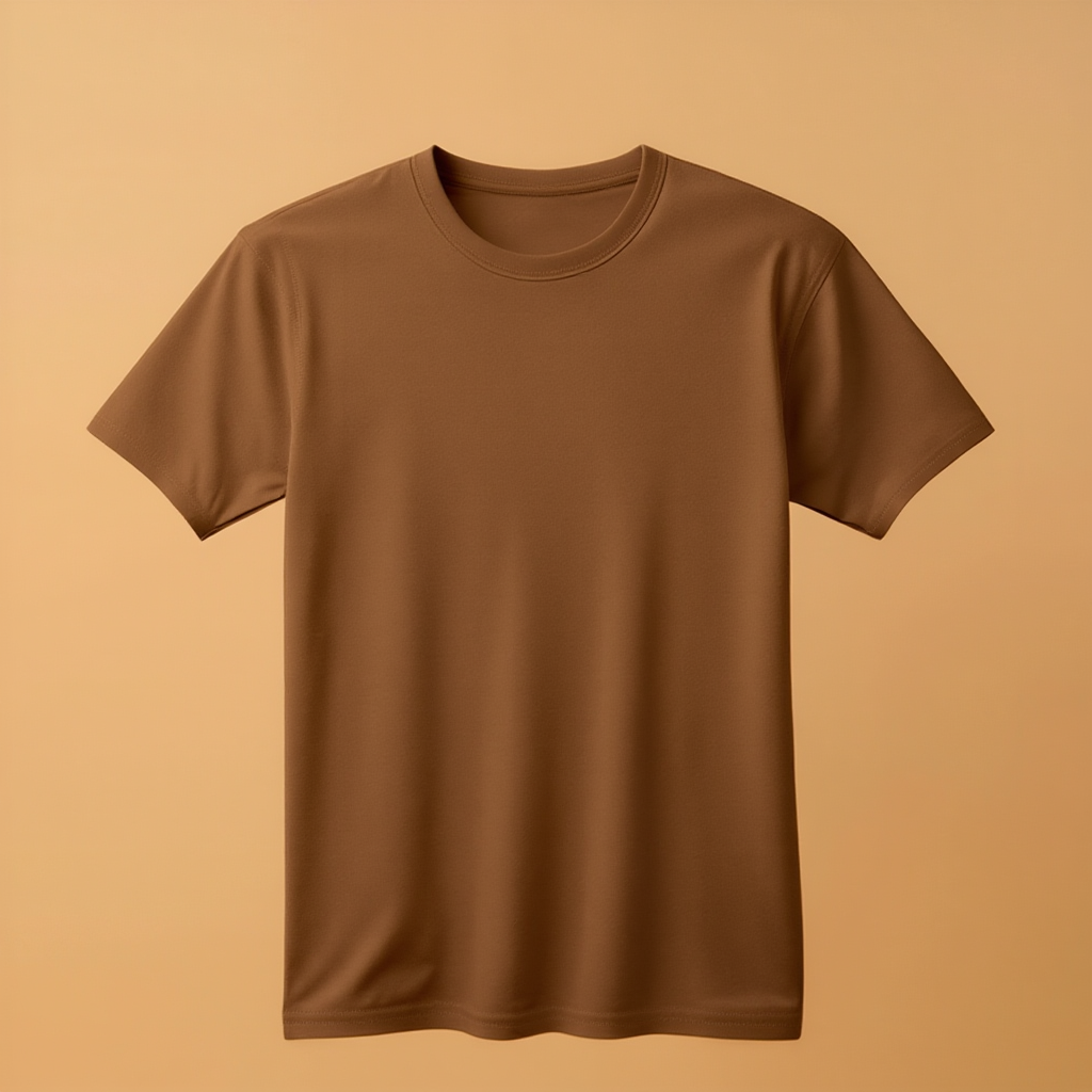 Brown T-shirt Women Round Neck Half Sleeve - Brown - Image 1