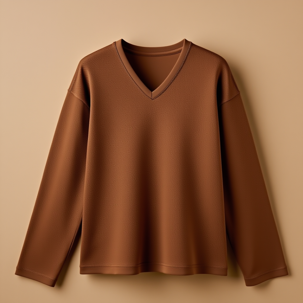 Brown V-Neck V Neck Full Sleeve - Brown - Image 1