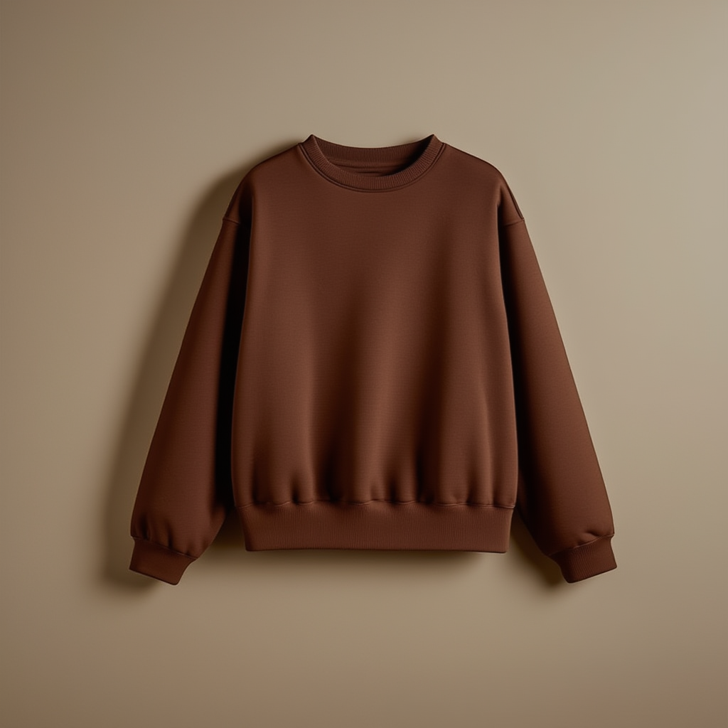 Crewneck Brown Sweatshirt - Brown - Image 1