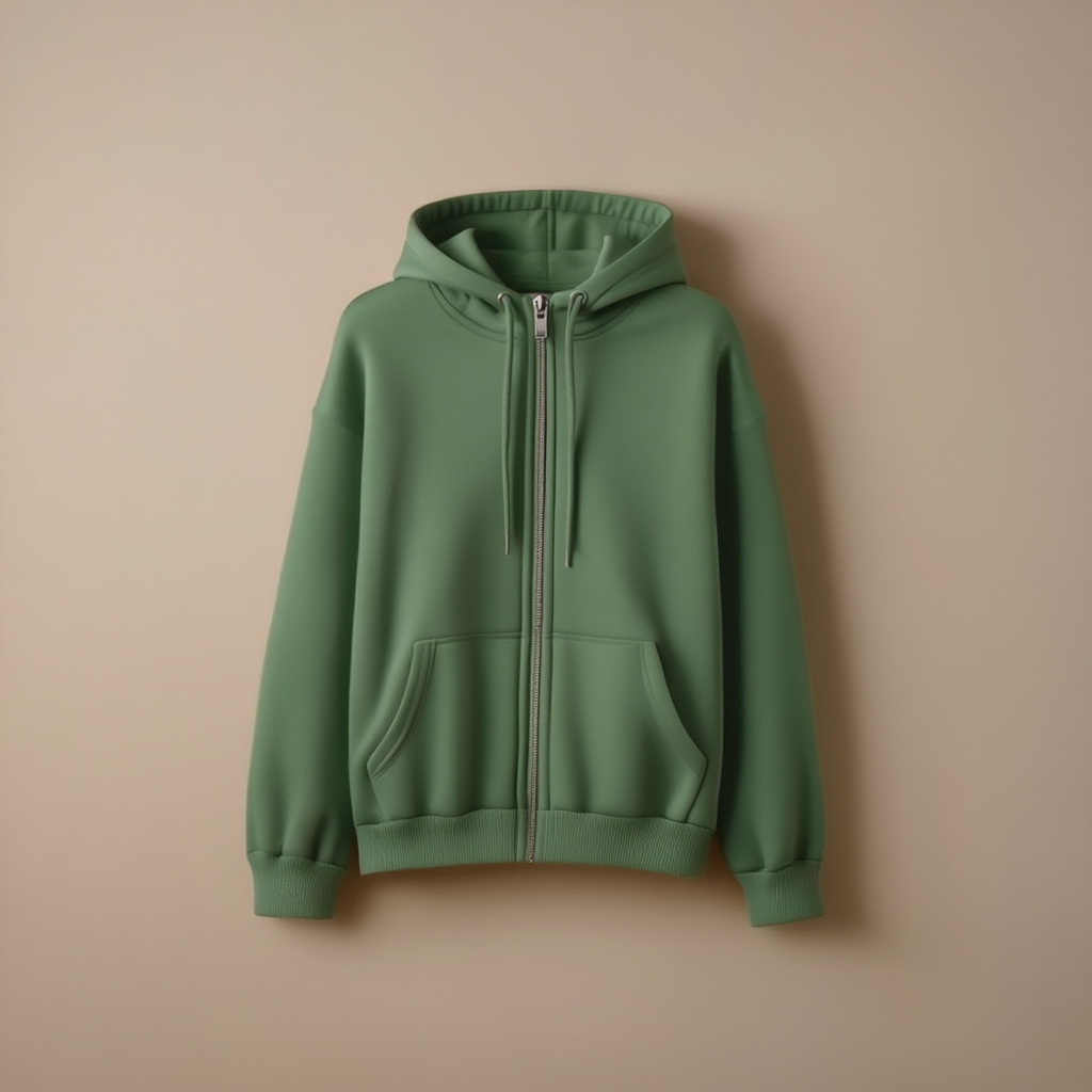 Hem Hardware Removed Alt Hoodie With Zipper - Pista Green - Image 1
