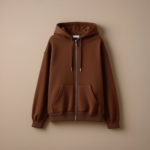Hoodie With Zipper - Brown