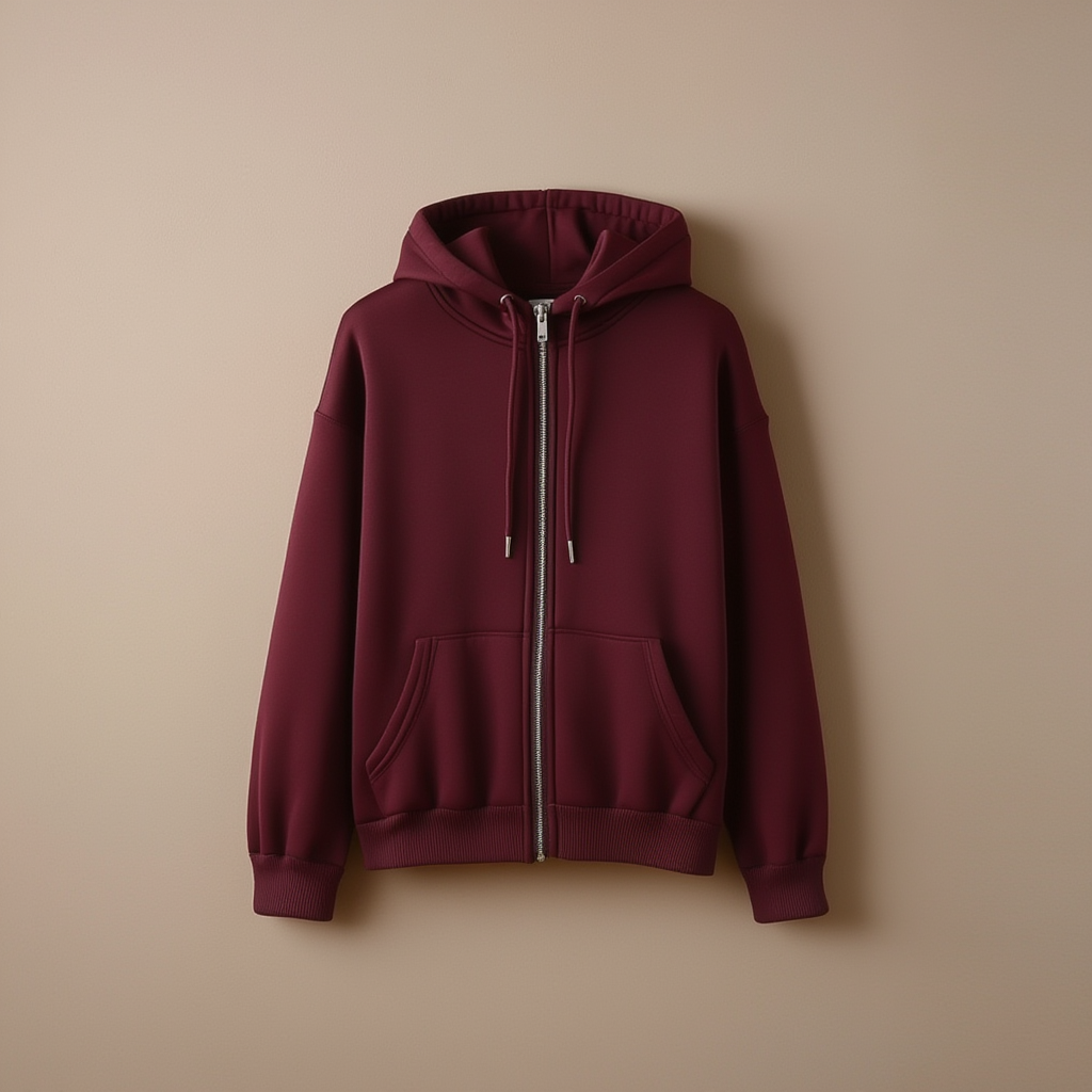 Hoodie Burgundy Women Hoodie With Zipper - Maroon - Image 1