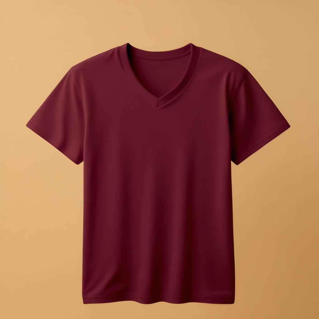 Maroon V-Neck V Neck Half Sleeve -Maroon - Image 1
