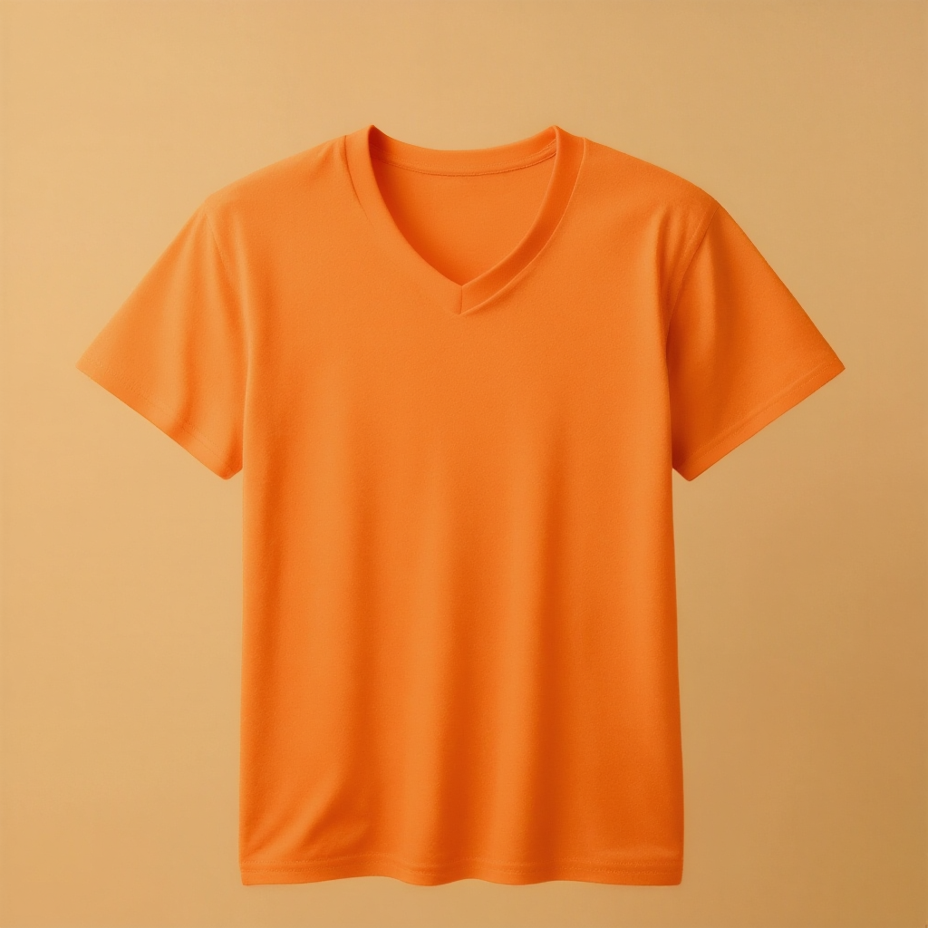 Orange V-Neck V Neck Half Sleeve -Orange - Image 1