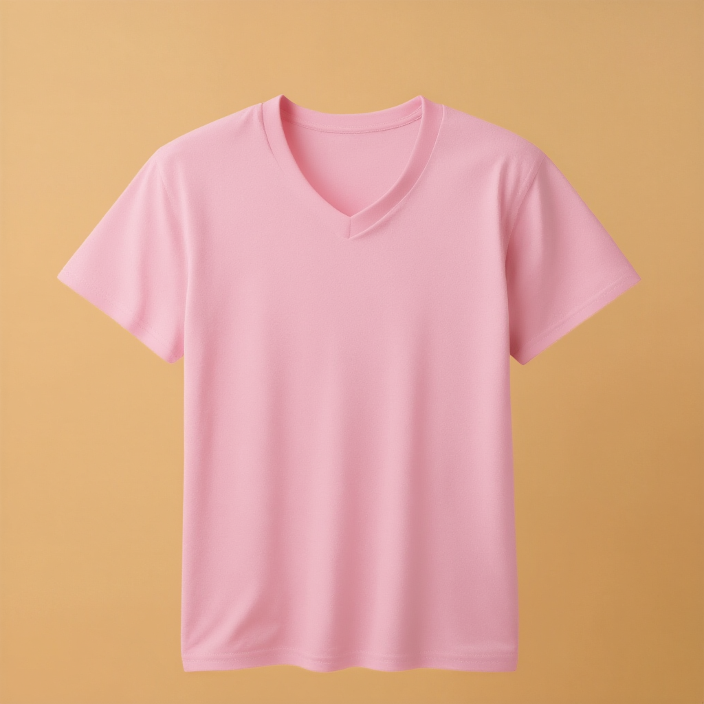 Pink V-Neck Women V Neck Half Sleeve -Pink - Image 1