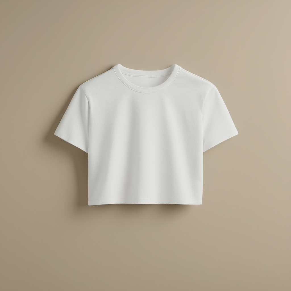 White Half-Sleeve Tee Women Crop Tee - White - Image 1