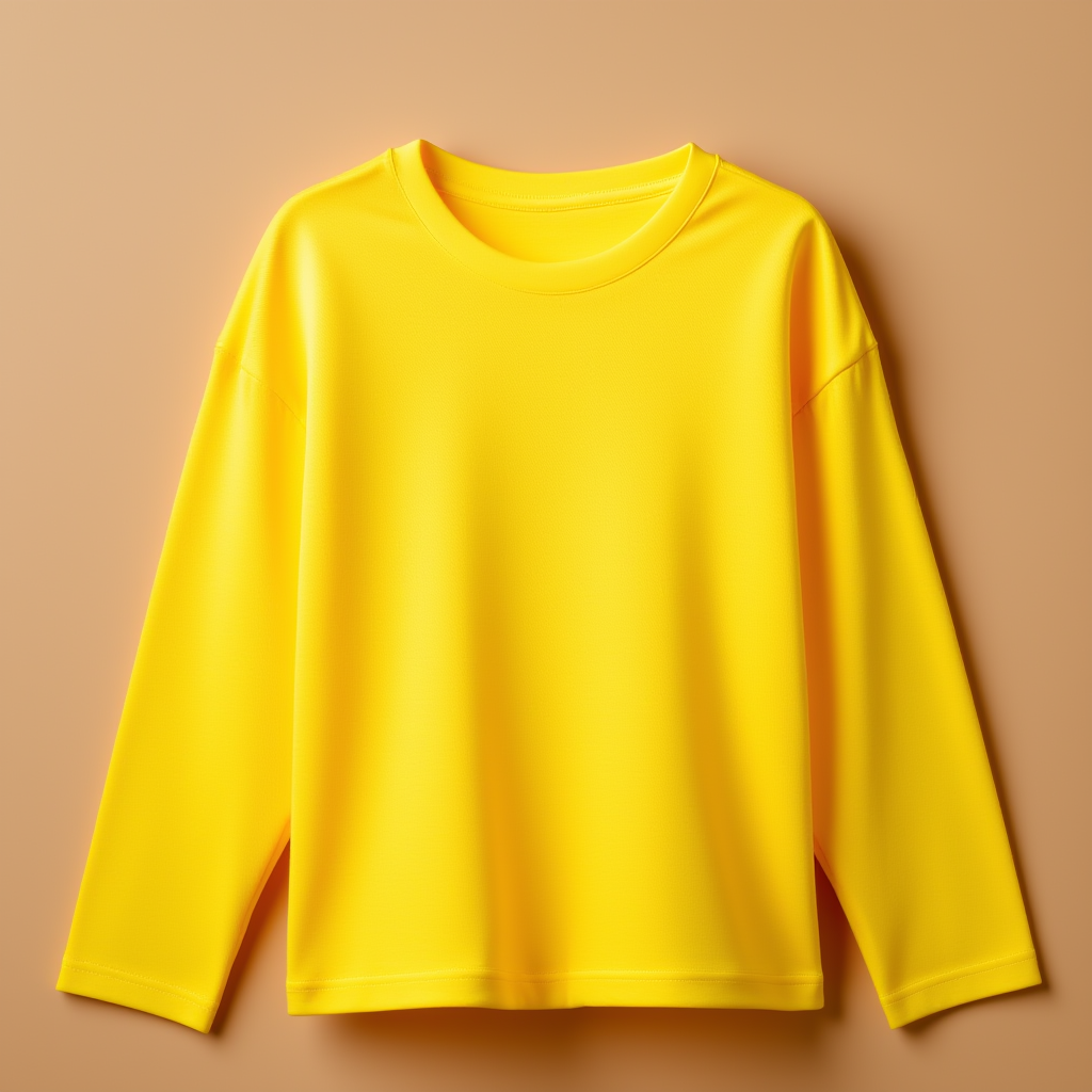 Yellow Cotton Tee Round Neck Full Sleeve - Yellow - Image 1