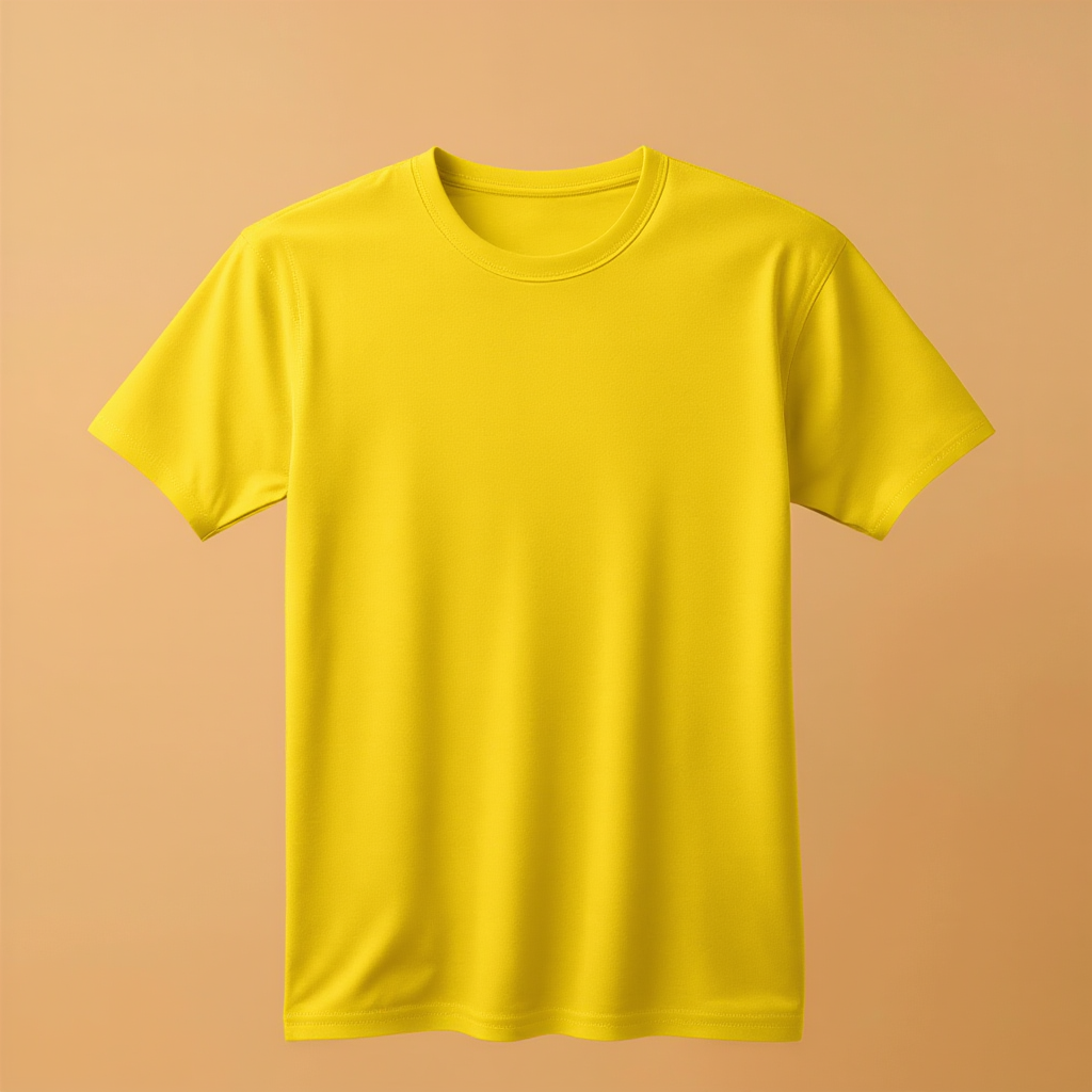 Yellow T-shirt Round Neck Half Sleeve - Yellow - Image 1